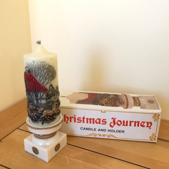 Jasco Christmas Journey 3D Painted Candle & Plastic Stand Vintage with Box - Picture 3 of 7
